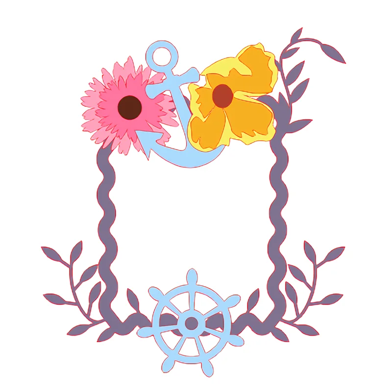YaMinSanNiO Flower Rectangle with Anchor Metal Cutting Dies Frame Stencils Die Cut for Scrapbooking Album Paper Card Embossing | Дом и сад