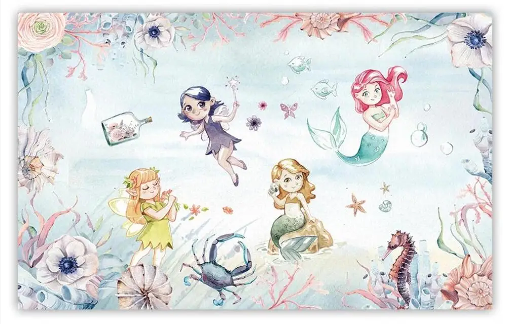 Milofi пользовательские 3D обои подводный мир эльф с русалочкой для девочек гостиная