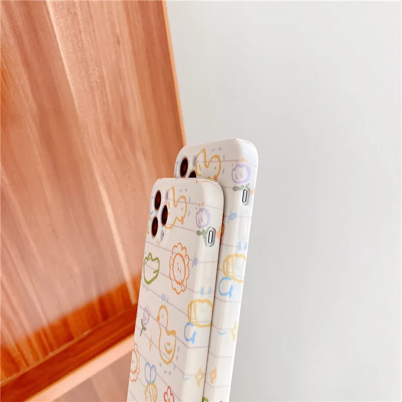 

Cartoon line animals Phone Case For iPhone 12 Mini 11 Pro XS Max 7 8 Plus XR X Protective Soft TPU Silicon Back Cover Capa
