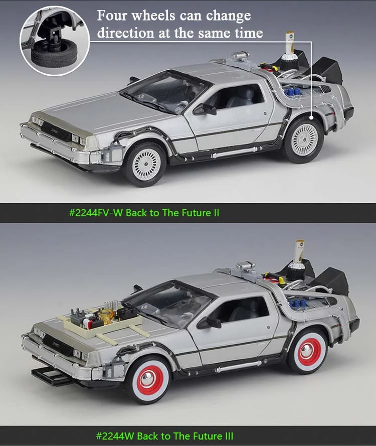 WELLY 1:24 часть 2 машина времени Назад в будущее модель автомобиля игрушка летная версия DeLorean DMC-12 литой автомобиль из сплава детские игрушки подарок