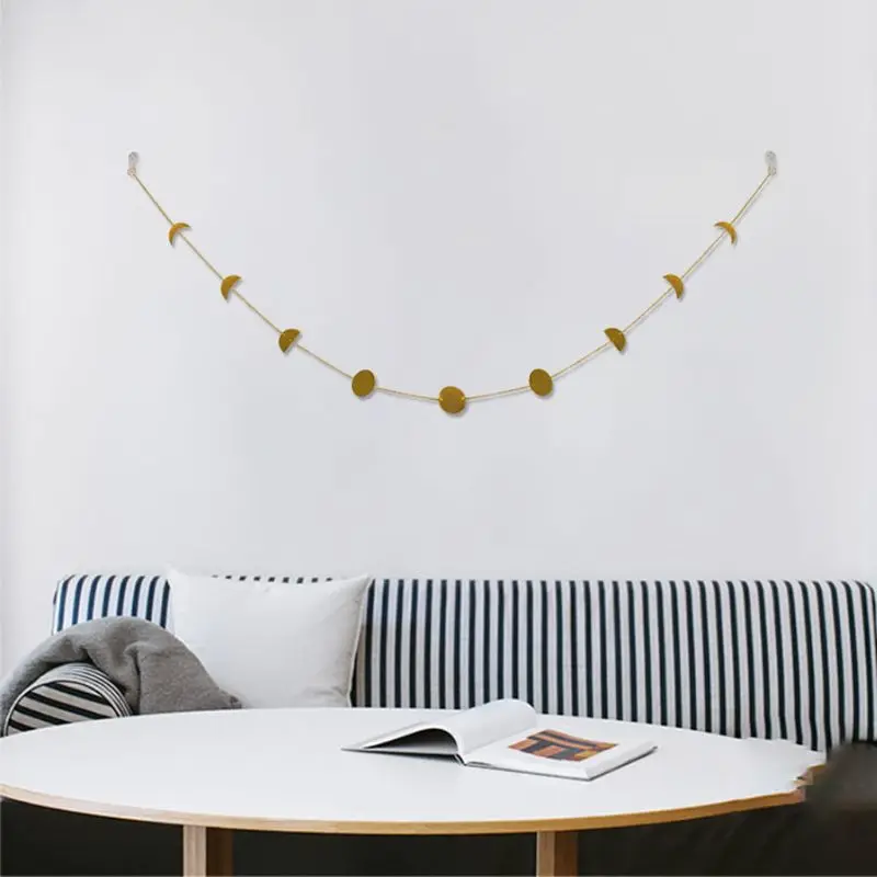 Фаза Луны цепи гирлянда небесные Boho Сияющий Настенный декор Офис|Ловцы снов и