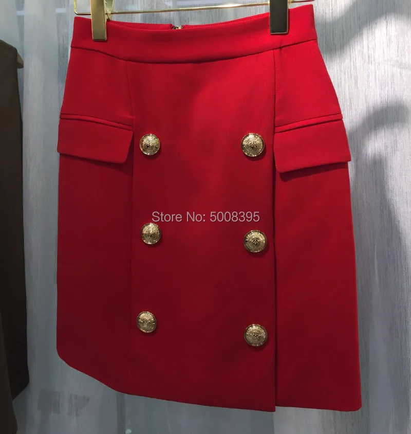 Черная короткая юбка спереди двубортная Серебристая на пуговицах украшенная