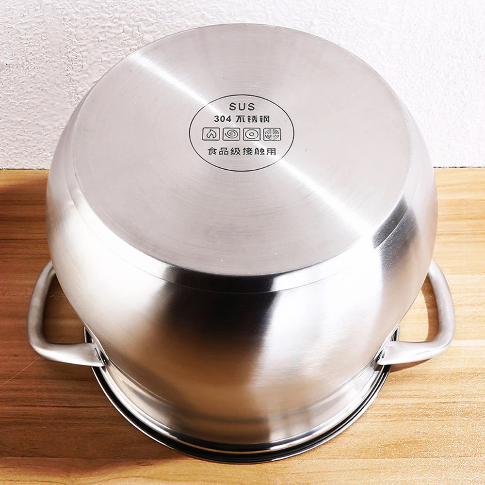 Домашний суповый горшок из нержавеющей стали 304 очень высокий с двойным дном и