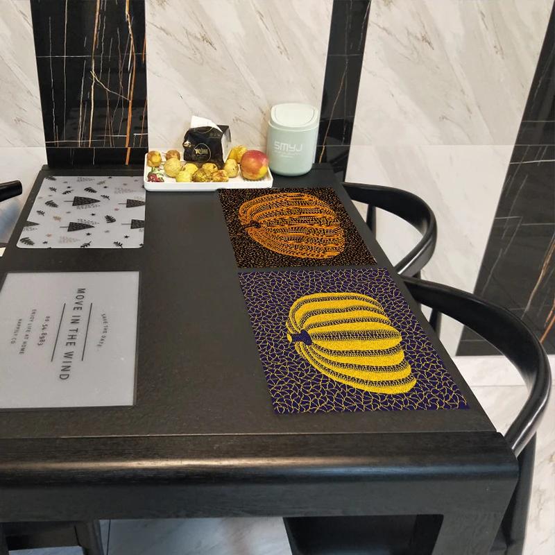 Японский Стиль рисунком тыквы для посуды изоляционная Подушка столовая