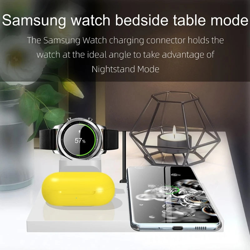 Беспроводное зарядное устройство 3 в 1 10 Вт док станция для Samsung Galaxy Watch/Buds i Phone