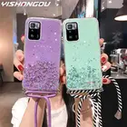 Чехол для Xiaomi Redmi Note 10 Pro, 9 s, 8Mi 11 Ultra, 11T, 10T Lite, Poco F3, X3 Pro, ТПУ, с блестками и ремешком на шнурке