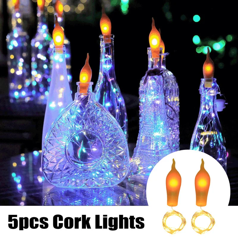 5pcs бутылка вина светильники-пробка светодиодный огонь гирлянды Батарея своими