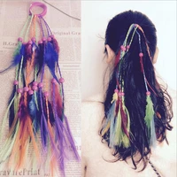 handmade boho hippie hair extensions with feather rope comb headdress diy accessories for women gifts valentines day presen