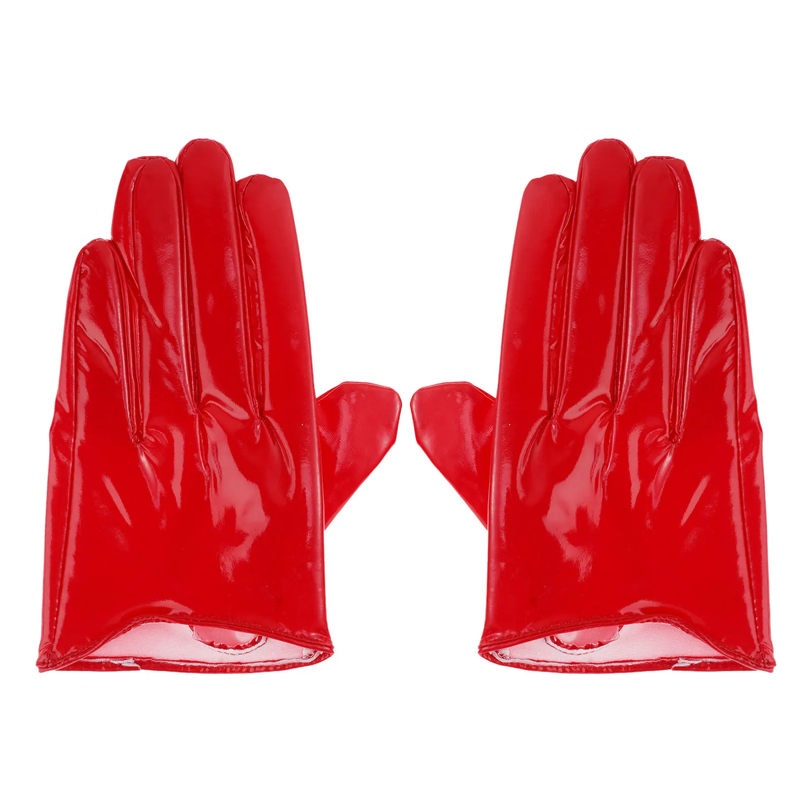 

Patent Leather Gloves Women Ultra-Short Mittens Wedding Party Shiny Latex Gloves Pole Dance Full Fingers Mitts Fashion Accessory