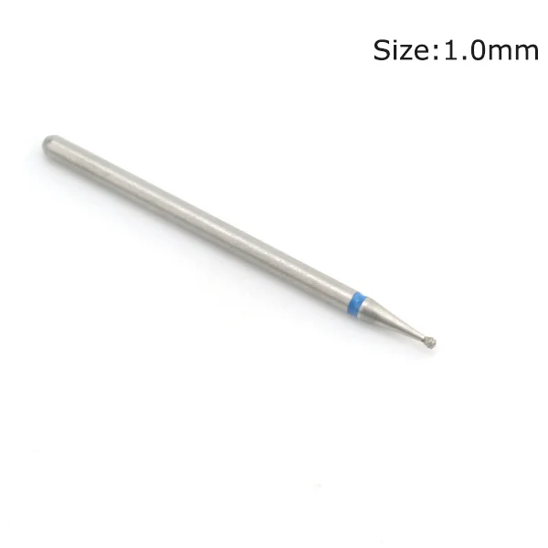 Blue 1.0mm 1 шт. Алмазный шариковый роторный фреза для маникюра, ногтей, сверло для кутикулы, электрические пилочки для ногтей, инструменты для удаления геля - Цвет: Blue 1.0mm