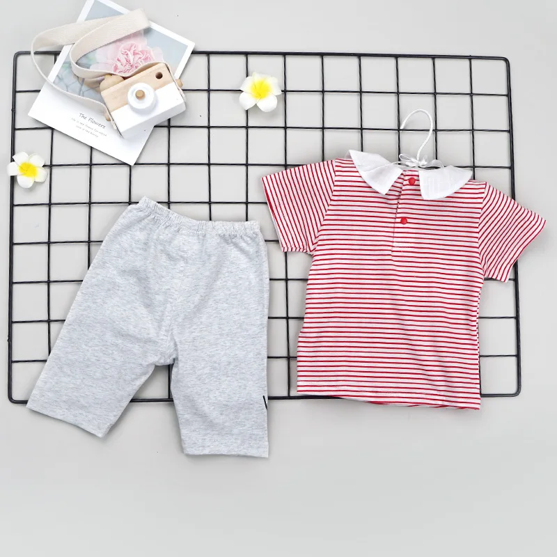 2019 Новая летняя хлопковая повседневная одежда в полоску с короткими рукавами и