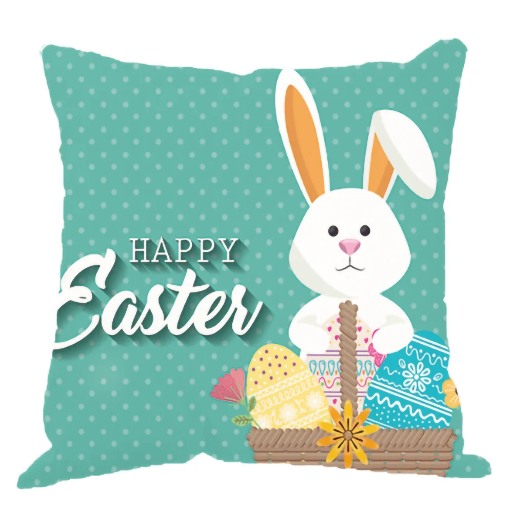

Easter Cartoon Rabbit Cushion Cover Egg Resurrection Egg cross-border Hug Pillowcase Digital Printing Sofa Car Bedroom Decor