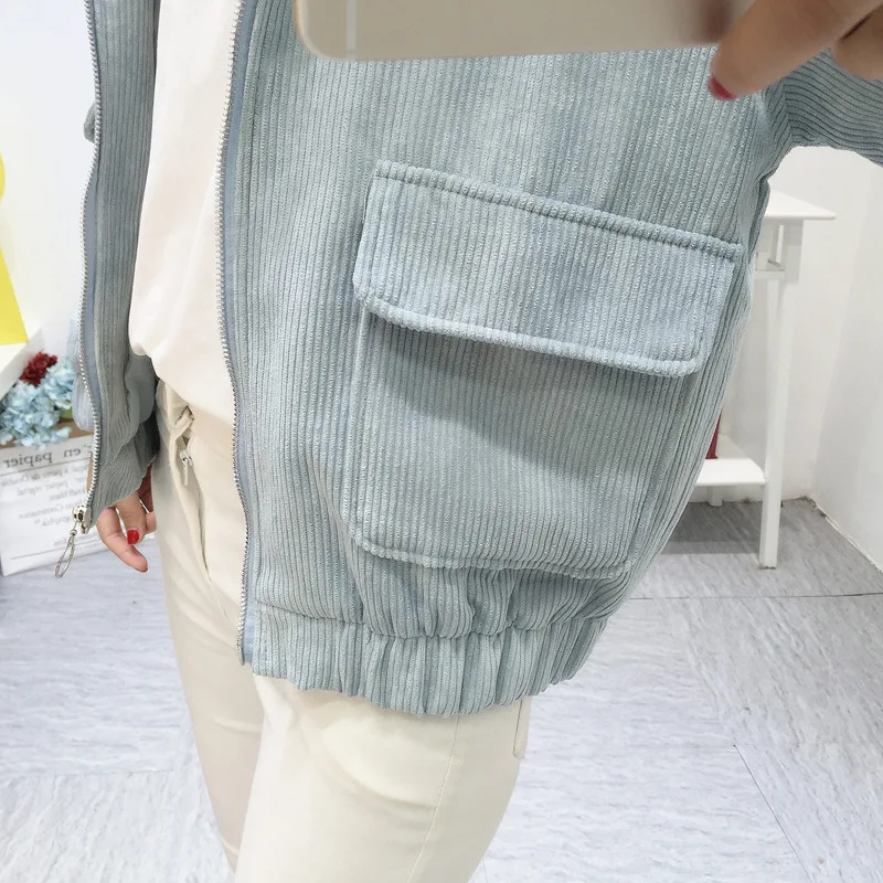 

Jacket Chaqueta Coat Clothes Streetwear New 2020 Women Jacket Long Sleeve Turn-down Collar Outerwear Brown Corduroy Coat Jacket