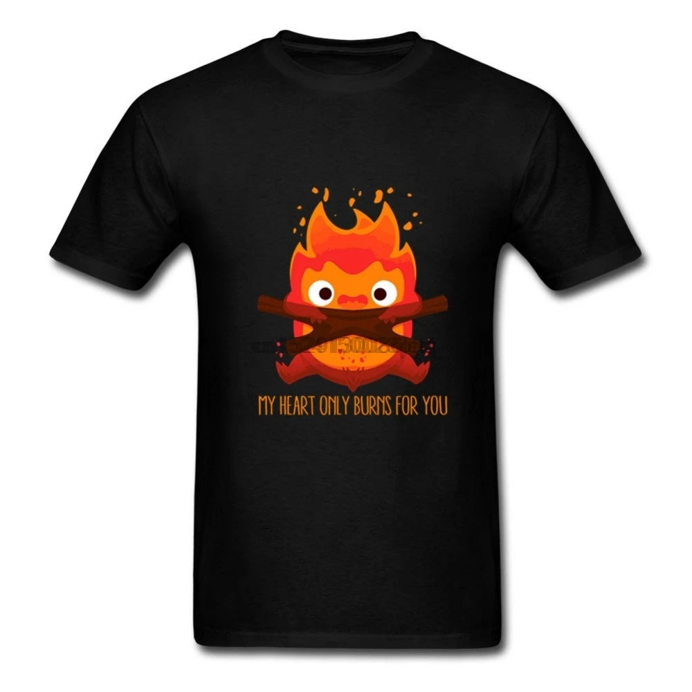 New The Fire Demon T Shirt Calcifer Howl Moving Castle Studio Ghibli Men Casual Tee Harajuku Tops Tshirt Camiset | Мужская одежда