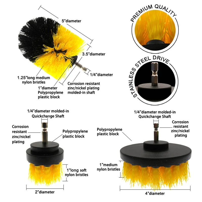 

15 sets of household tools brush kitchen wall and floor cleaning brush Electric Scrubber Brush Drill Brush Kit Plastic Round