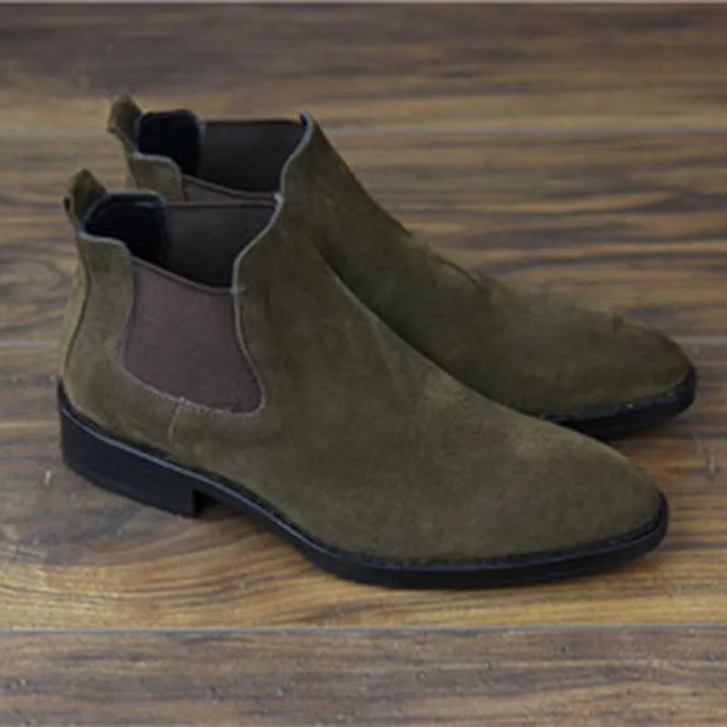 

Sipriks 2020 Winter Male Cowboy Boots Mens Chelsea Shoes Classic Stretch Leather Boots Italian Handmade Goodyear Slip On BROWN