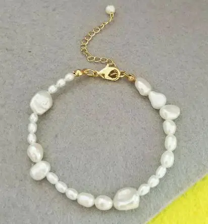 

New Arrival Favorite Real Pearl Bracelet White Rice Baroque Genuine Freshwater Pearl Bangle Wedding Birthday Girl Fine Jewelry