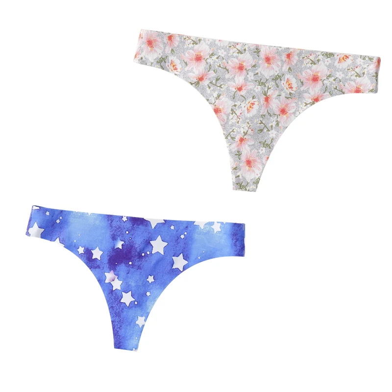 Слитные дышащие стринги с принтом для женщин низкой посадкой пикантные