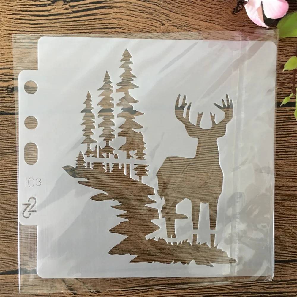 

14x13cm Christmas Forest Deer DIY Layering Stencils Painting Scrapbook Coloring Embossing Album Decorative Template