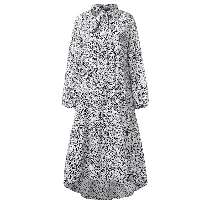 ZANZEA/весеннее платье в горошек с бантом на шее элегантное для работы OL Vestido модное