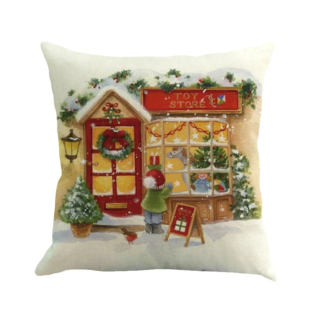 Рождественская Подушка Чехол дерево хлопок постельное белье для подушки