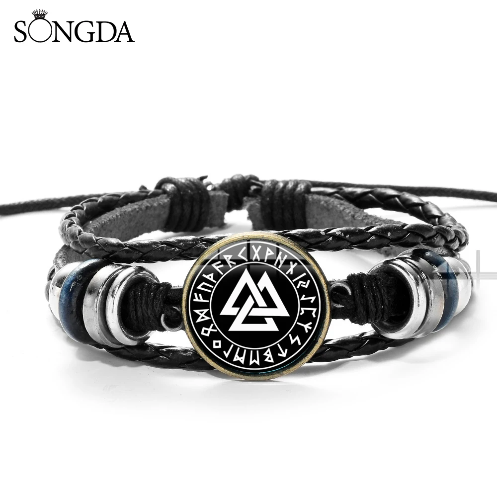 Славянские Норвегия Valknut языческих талисман браслет Одина символ Скандинавская