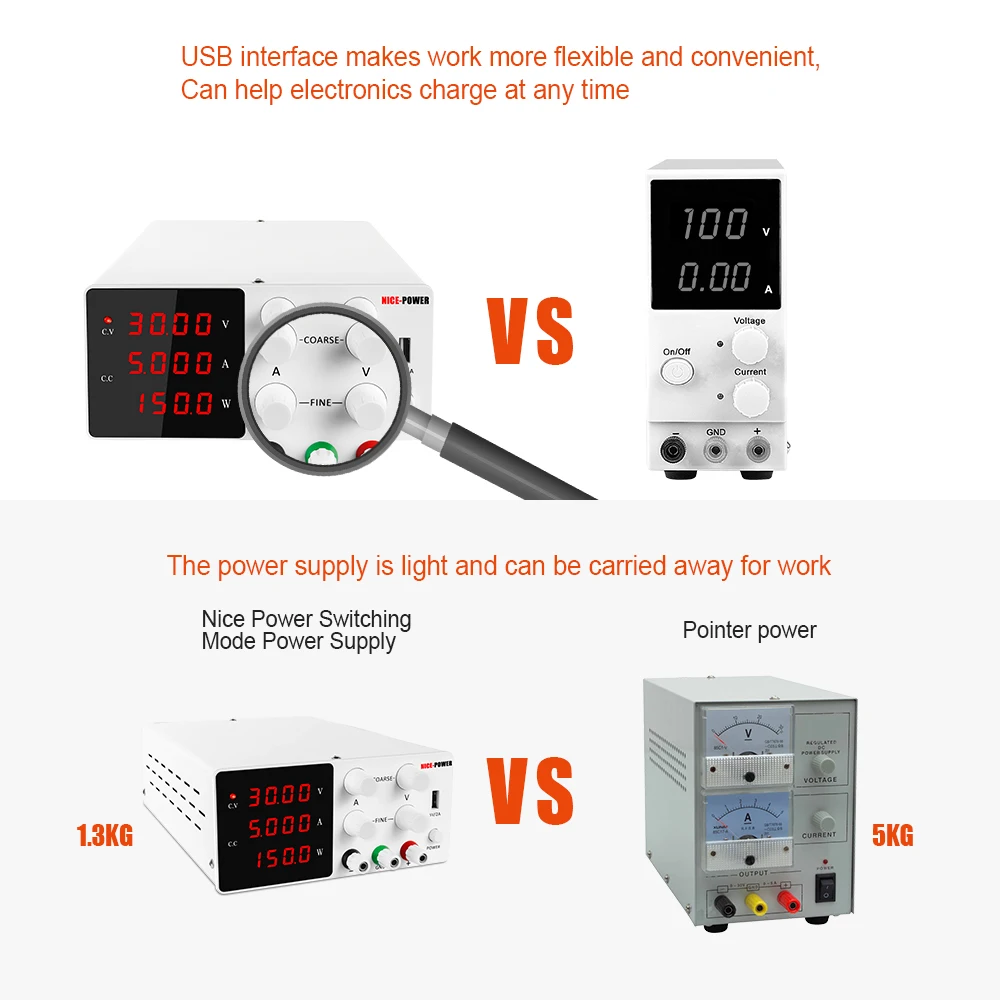 

Switching Lab DC Power Supply 30V 20A 10A Adjustable 60V 5V 10A 120V Regulated Laboratory Power Source Support 110V or 220V