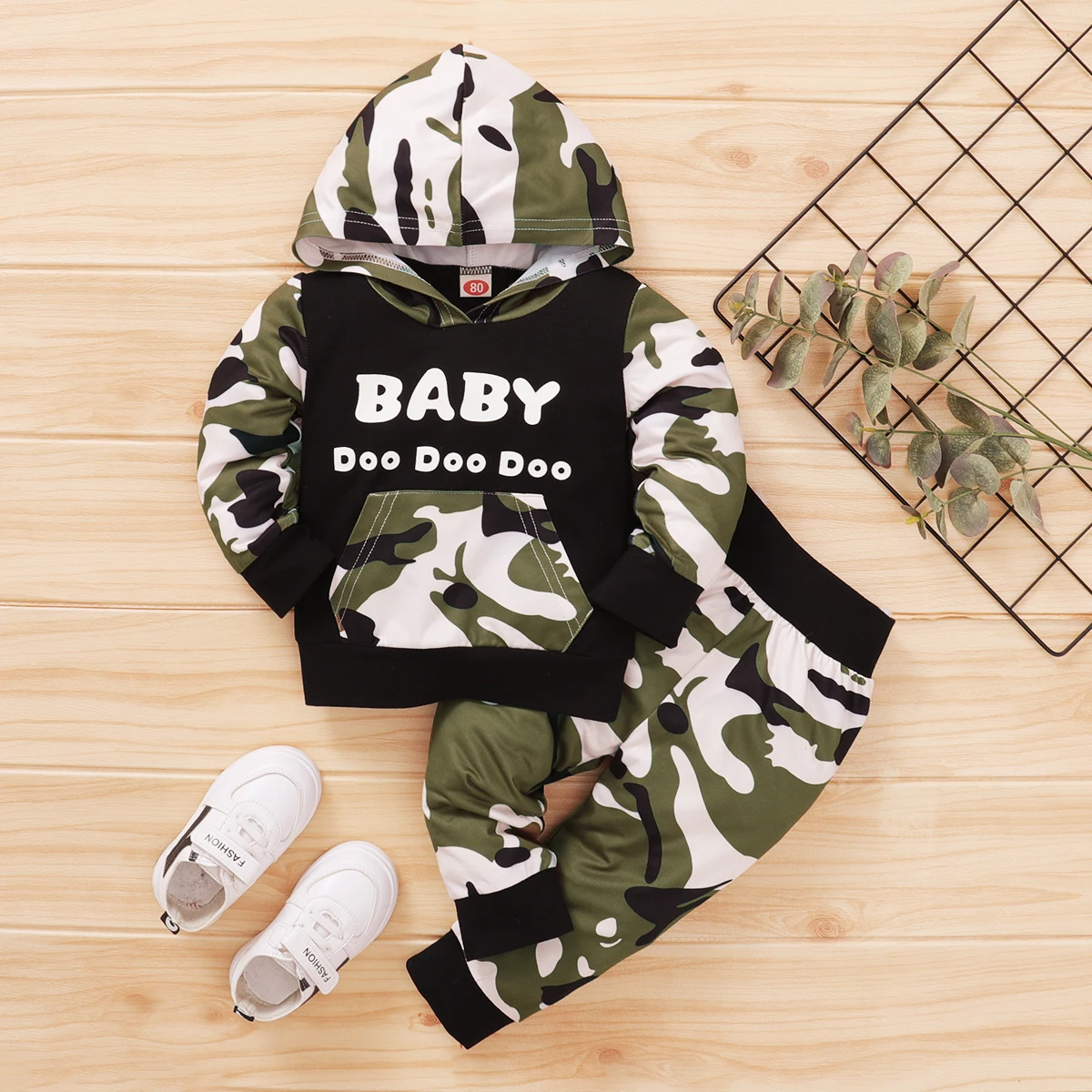 

Newborn Baby Boy Clothes Toddler Outfits Camouflage Print Pullover Hooded Top + Pants Infant Kids Children Clothing Whole Sale