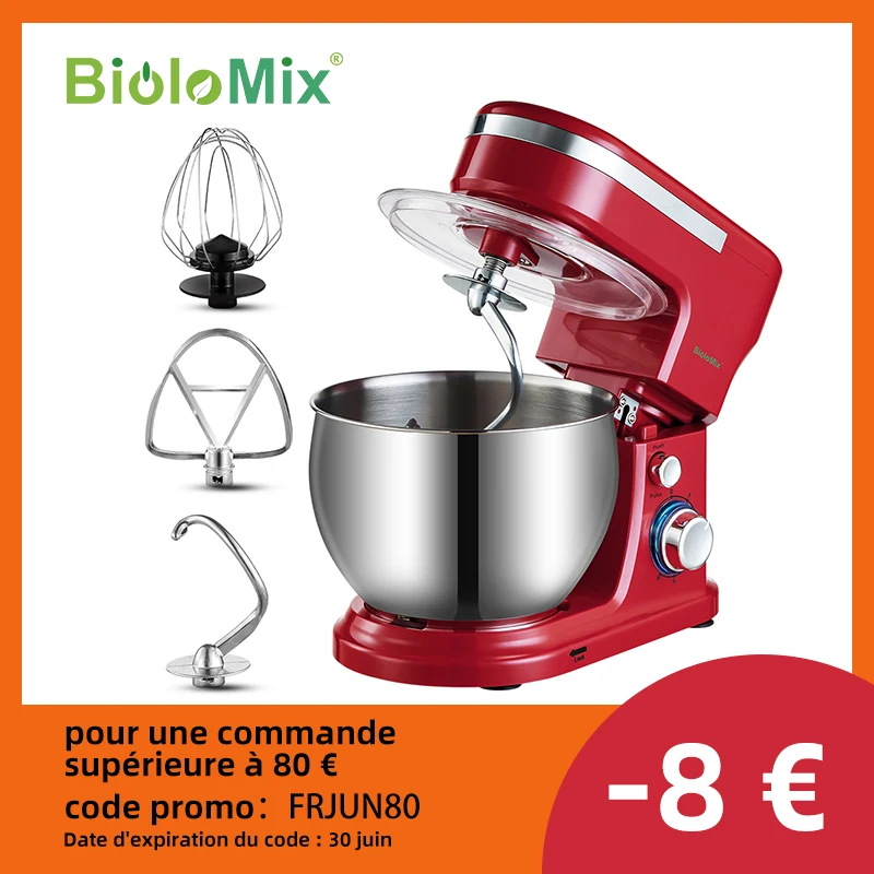 BioloMix 1200W 5L Нержавеющая сталь чаша 6 ступенчатая Кухня Еда миксер крем взбивалка