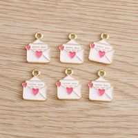 10pcslot 1115mm enamel mini letter charms pendants necklace bracelets making love heart charms handmade crafts diy for jewelry