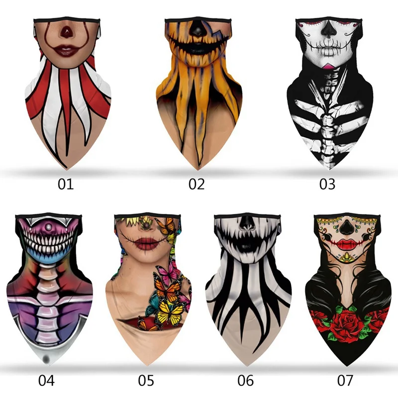 

3D Halloween Party Cosplay Balaclava Witch Ghost Pumpkin Print Bandana Scarf Kids Children Cycling Neck Cover Tube Face Masks