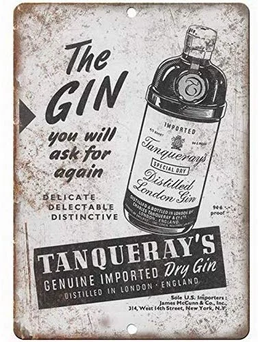 

Anbiz Vintage Tanqueray Dry Gin London Ad Vintage Metal Tin Signs Beer