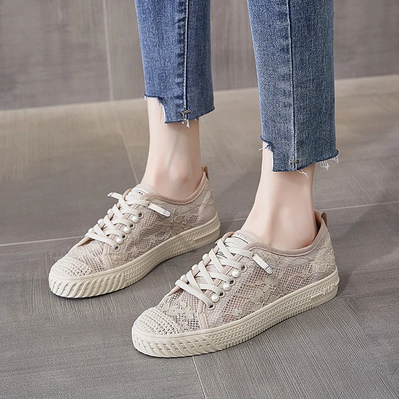 

Lace Platform Fisherman Shoes Women Embroidery Sexy Black Shoes Sneakers New Casual Lace-up Flat Fashion Mesh Single Shoes Women