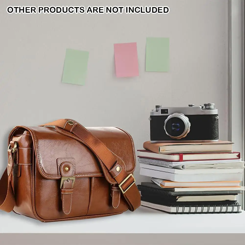 

Retro PU leather SLR bag for Nikon SLR camera inner tank anti-drop can hold 1 camera 2 lenses Bag For Camera Durable D4G0