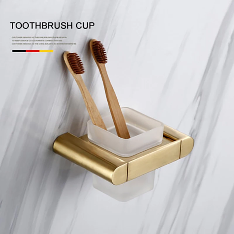 Toothbrush cup Smesiteli роскошный золотой набор оборудования для ванны 304 нержавеющая сталь матовый бумажный держатель полотенец мыльница, ванная продукт - Цвет: Toothbrush cup
