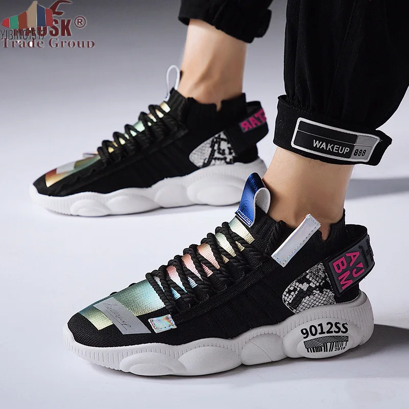 2019 сетчатые мужские повседневные кроссовки на массивном каблуке мужская обувь