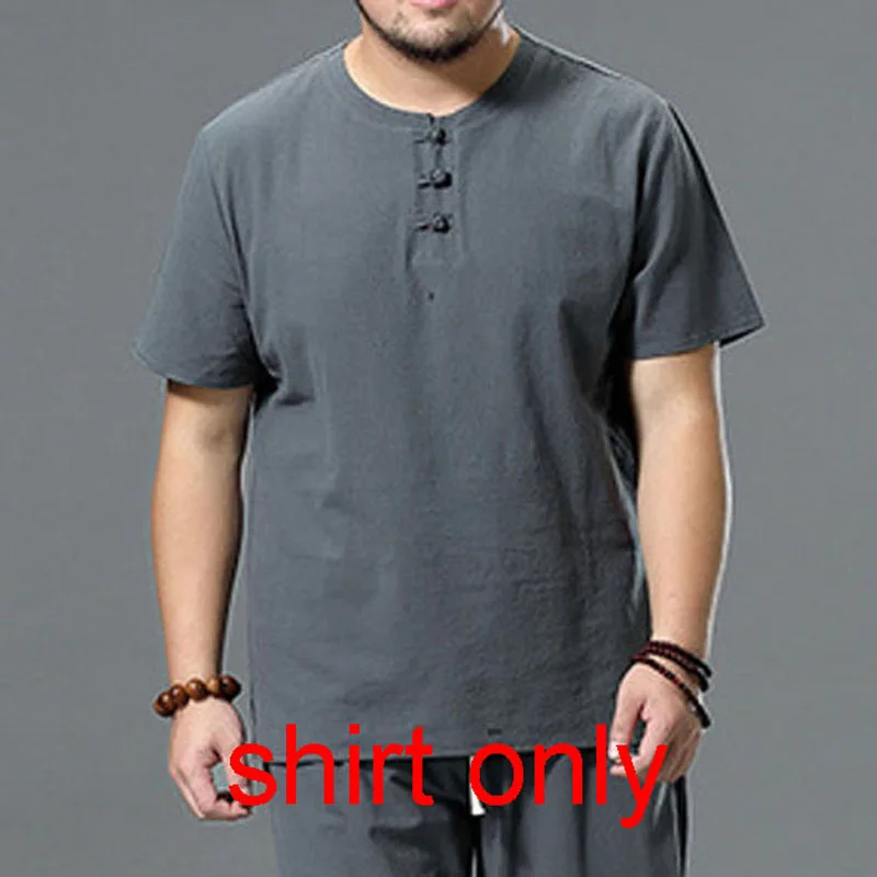 Gray 1 shirt Летняя мужская рубашка, обхват груди 155 см, 5XL, 6XL, 7XL, 8XL, 9XL, 10XL, хлопок, лен, короткий рукав, плюс размер, мужская рубашка, 3 цвета - Цвет: Gray 1 shirt