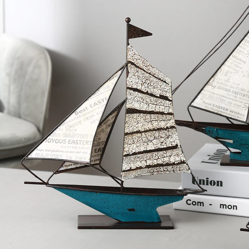 

Железная художественная модель, креативное ремесло, гладкие украшения для лодки, украшение для стола, гостиной, современный винный шкаф, ме...