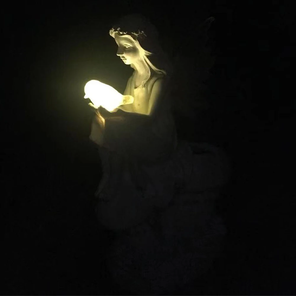 

Craft Micro Landscape DIY Resin Statue Angel Figurine Garden Outdoor Home Decor Gift Bedroom Solar Powered Yard Lawn Wedding