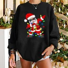 2021 рождественские женские свитшоты, топы с забавным принтом Санта-Клауса, женские свитшоты, пуловеры, повседневные Рождественские толстовки большого размера