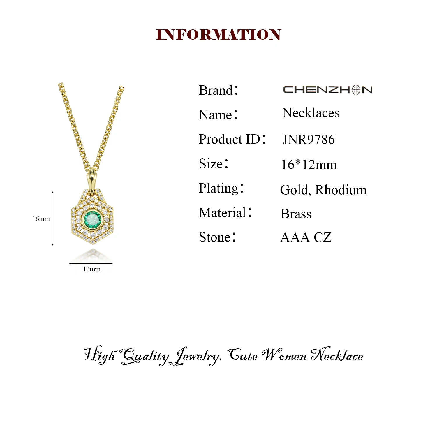 Изумрудное ожерелье с подвеской VANAXIN имитация нано ювелирное изделие