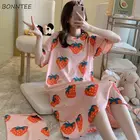 Женская ночная рубашка с коротким рукавом, мягкая ночная рубашка до колен с принтом в Корейском стиле, для лета, 2020