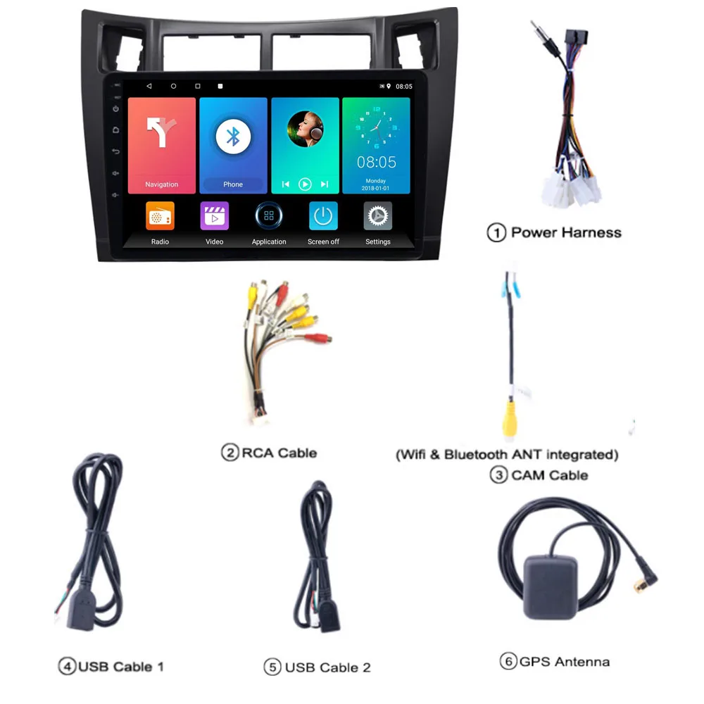 Для Toyota Yaris 2008 2009 2010 2011 Android 8 1 автомобильный Радио Мультимедиа Видео плеер