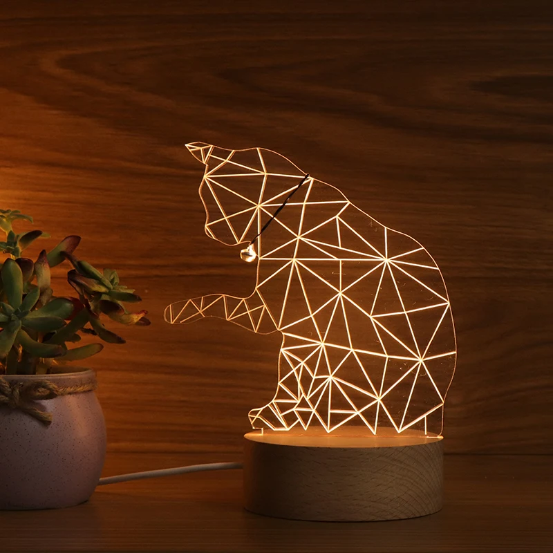 3D Светодиодная лампа Usb круглая кошка электрическая лампа кошка ночник на Amazon