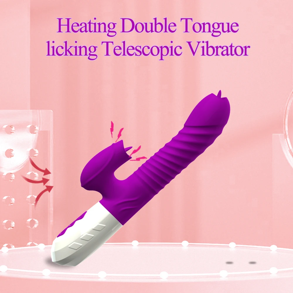 Двойной язык кунилингус вибратор Телескопический вращающийся фаллоимитатор