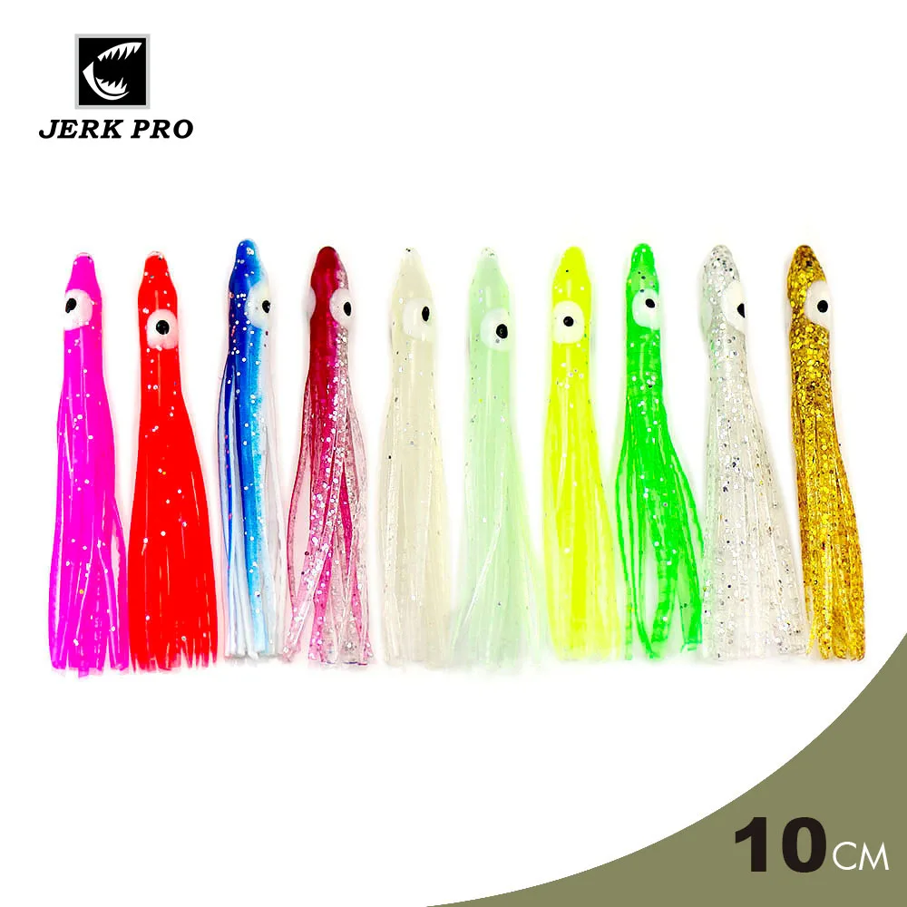 JERK PRO 100PCS 10CM Soft Squid Skirts Needle-shaped Octopus Baits Fishing Lures Making Tackle Rigs  Assist Hooks Teaser