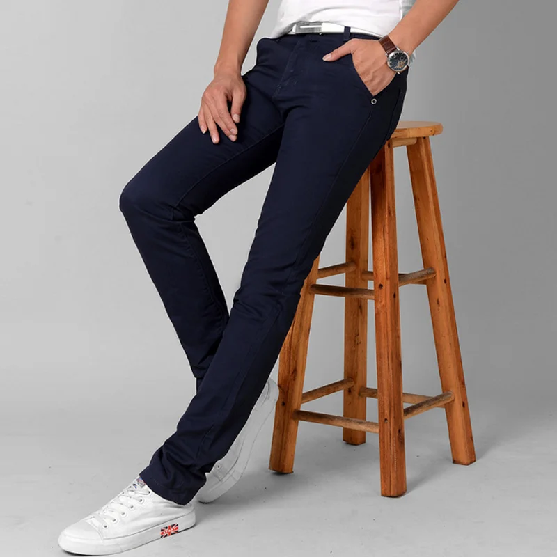 Новые модные мужские тонкие прямые повседневные брюки из хлопка и льна Сезон