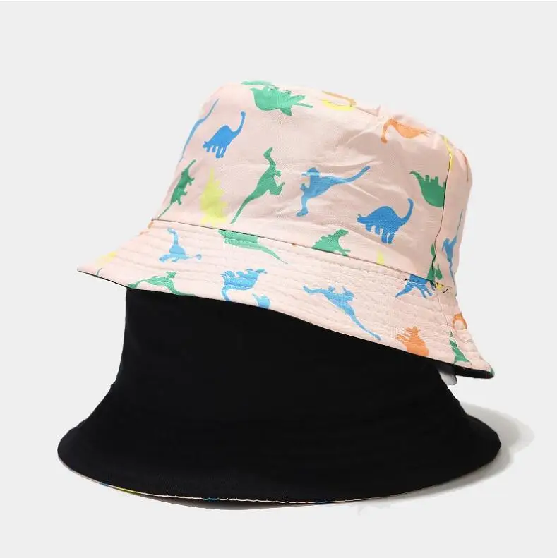 Панама Двусторонняя унисекс Пляжная шапка с динозавром для влюбленных мужчин и