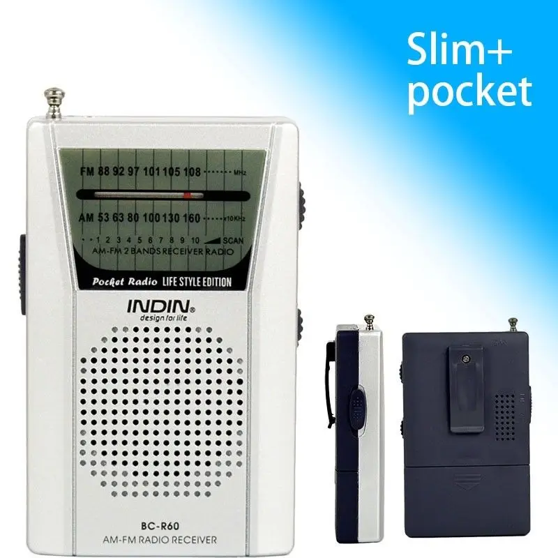 

Portable AM/FM Radio with Telescopic Antenna Mini Radio Receiver Stereo Speaker BC-R60 Radios FM 88-108MHz, AM 530-1600KHz New