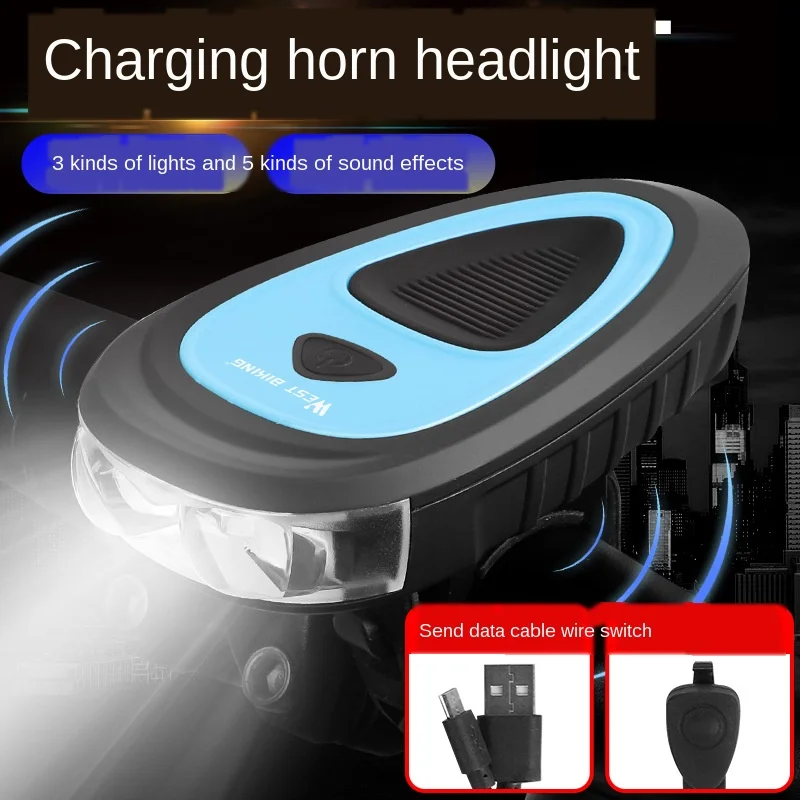 Велосипедный головной светильник с роговым фонариком зарядка через USB для